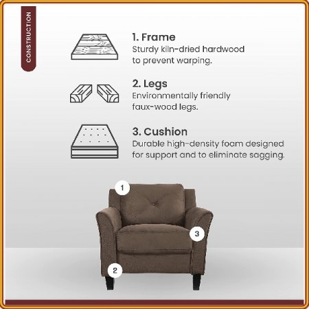 Life Brown - Nâu Kem : Ghế Sofa Đơn + 1 Chổ Ngồi - Ngang 86cm